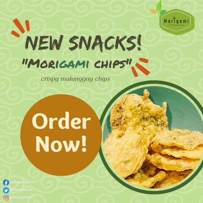 An advertisement logo for malunggay chips